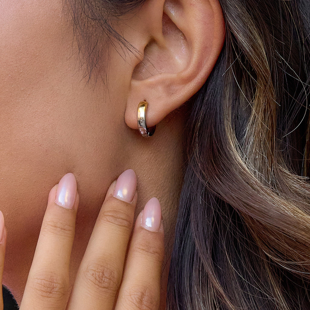 Earring #5 Stainless Steel Two-tone Irregular Shaped Earrings