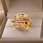 Ring 1# Stainless Steel Diamond Teardrop-shaped Square Irregular Ring