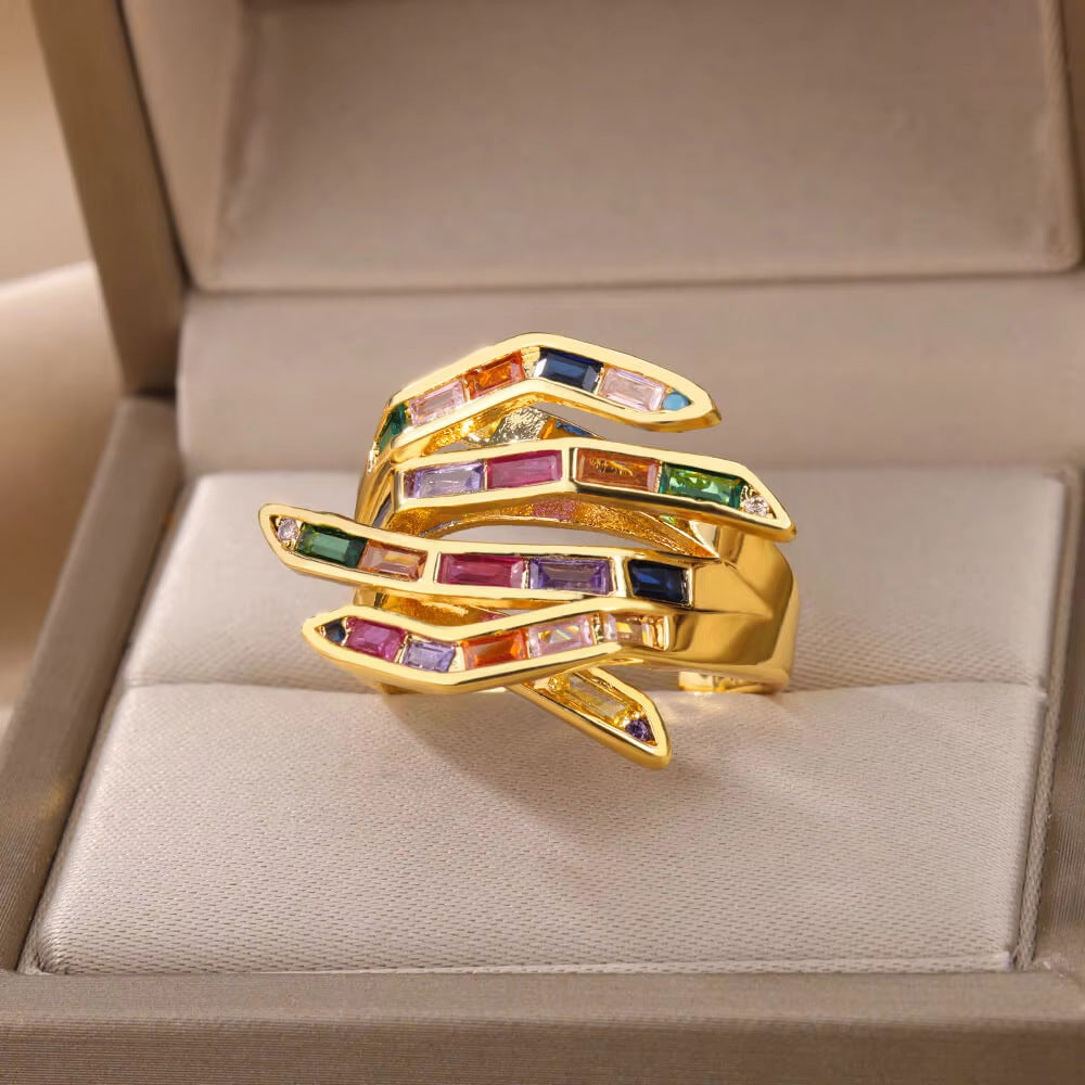 Ring 1# Stainless Steel Diamond Teardrop-shaped Square Irregular Ring