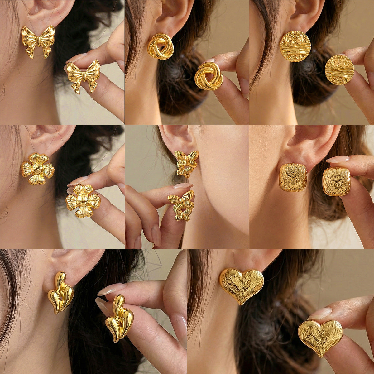 Earrings6# Stainless Steel Heart-shaped Earrings