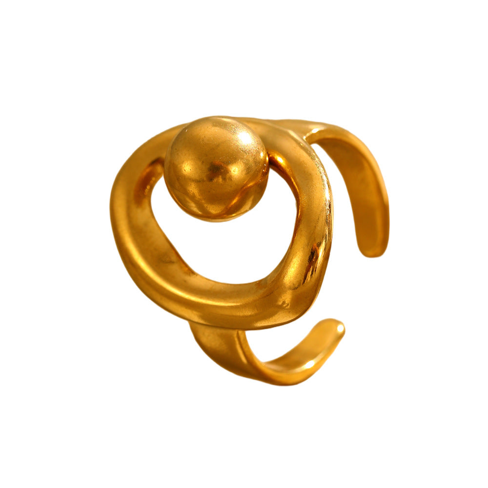 Ring 3# Stainless Steel Colorblock Bead Open Ring