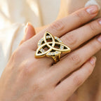 18k Gold 18k Gold Steel Geometric Hollow Zircon Ring