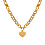 ¡¾h1225¡¿ot Clasp Heart Necklace (gold) Polished Heart Pendant Titanium Steel Bracelet Ot Necklace