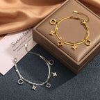 Silver Stainless Steel Four-leaf Clover Bracelet