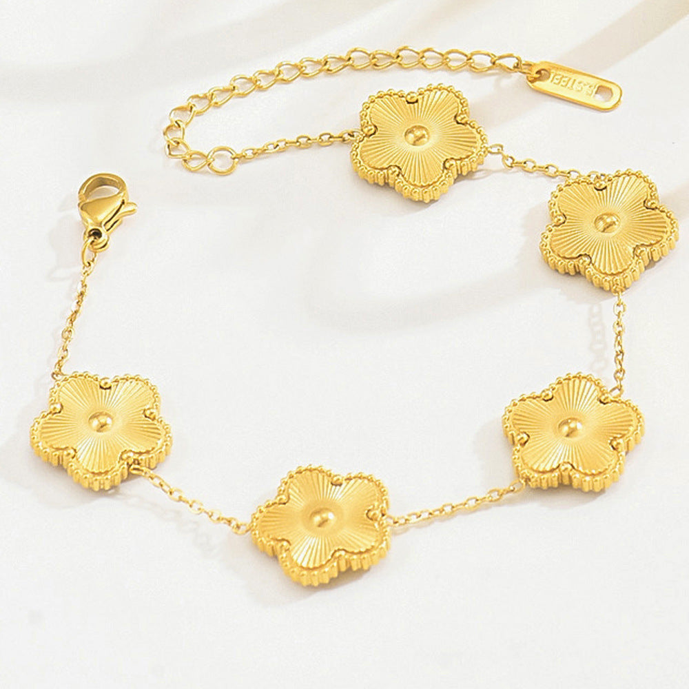 Gold Titanium Steel Petal Bracelet