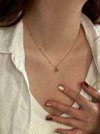 Fashion Gold Titanium Steel Arc De Triomphe Necklace