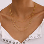 Gold Bead Snake Chain Necklace Stainless Steel Beaded Necklace