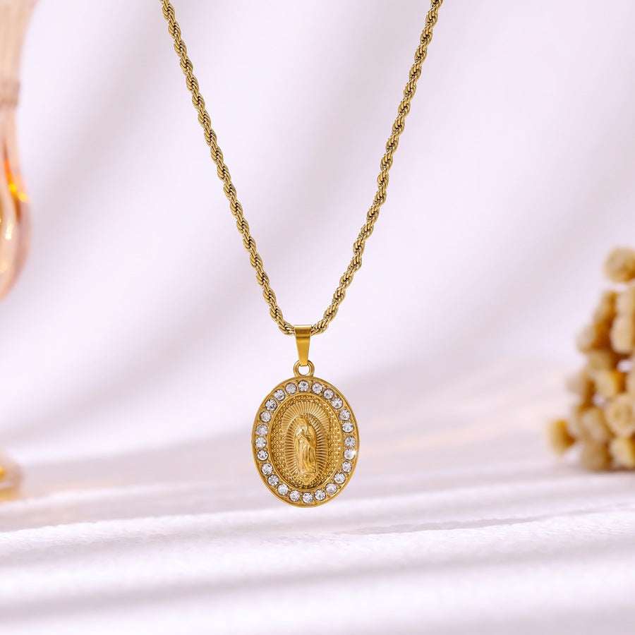 B1 Necklace B Stainless Steel Diamond-encrusted Portrait Necklace