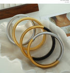 Fashion Gold Width 1.2cm (rim 6cm) Titanium Steel Elastic Snake Bone Bracelet