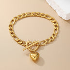 Silver Stainless Steel Heart Bracelet