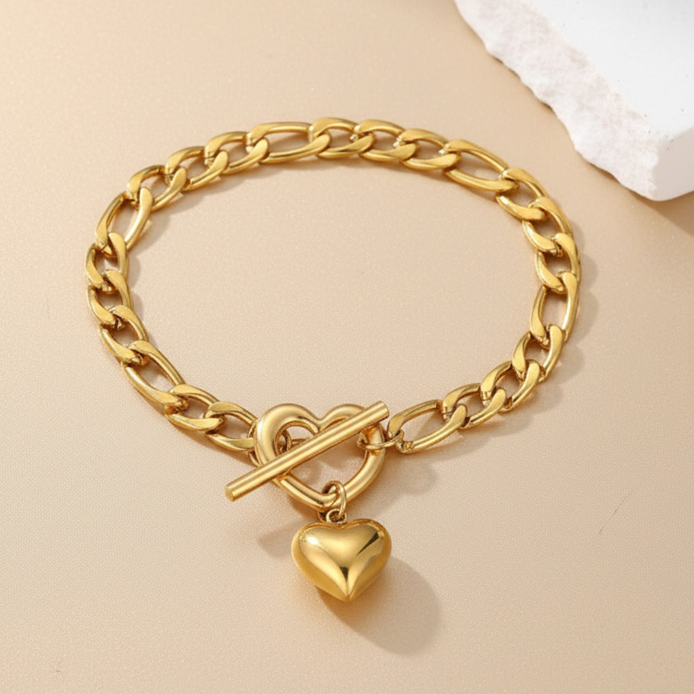 Silver Stainless Steel Heart Bracelet