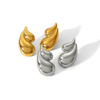 Fashion Silver Stainless Steel Double Layer Water Drop Earrings