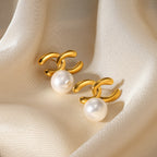 Earring 1# Stainless Steel Pearl Flower Earrings