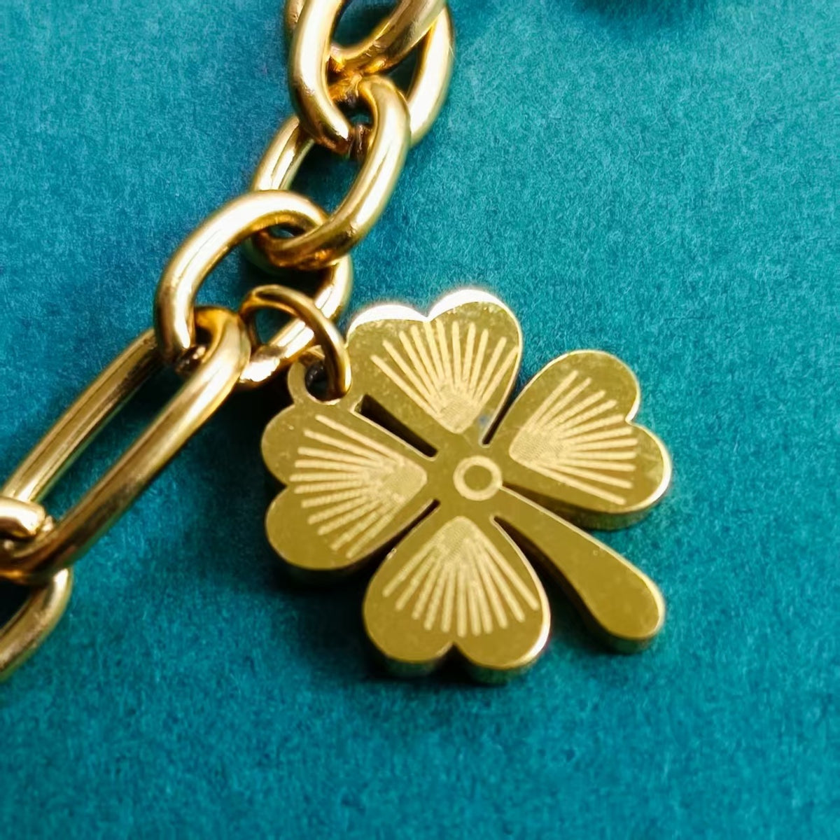 Gold Stainless Steel Four-leaf Clover Necklace
