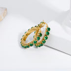 Fashion White Stainless Steel Diamond Round Earrings