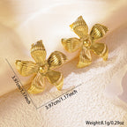 Gold 2 Stainless Steel Flower Earrings