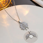 Fashion Silver Titanium Steel Diamond Clover Necklace