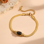 Black Diamond Snake Chain Bracelet Tarnish-free Titanium Steel Color Gem Snake Bracelet