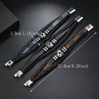 Black 23cm Multi-layer Braided Football Magnetic Buckle Men's Bracelet