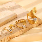 Ring 3# Stainless Steel Colorblock Bead Open Ring