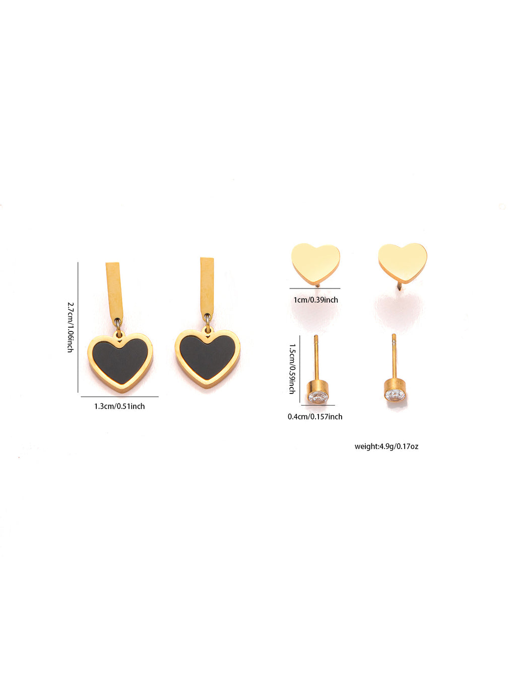 C-shaped Hoop Earrings Set Heart Star Bowknot Steel Stud Earrings