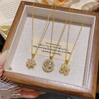 Gold #1 Rotatable Four-leaf Flower Pendant Necklace