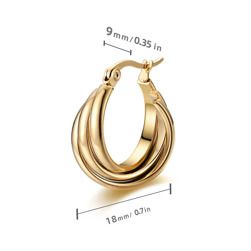 Gold Stainless Steel Round Earrings