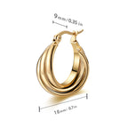 Two-tone Stainless Steel Round Earrings
