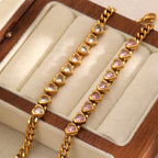 White Stainless Steel Heart Diamond Bracelet