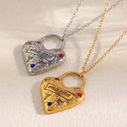 Colored Zirconium Love Mama Pendant Necklace-gold Stainless Steel Diamond Heart Necklace