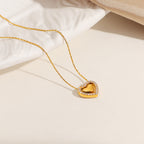 Gold Stainless Steel Full Diamond Heart-shaped Delicate Clavicle Chain Vintage Heart Necklace