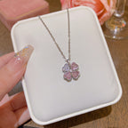 Necklace #3 Titanium Steel Diamond-encrusted Four-leaf Clover Necklace