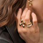 Gold Stainless Steel Flower Ring