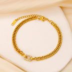 Bracelet #1 Titanium Steel Diamond-encrusted Heart Bracelet