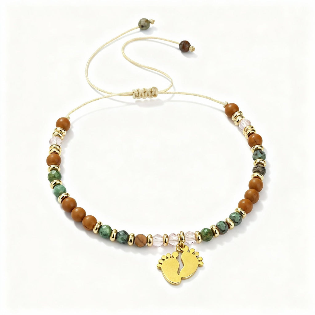 Saint Benedict Colorful Natural Stone Beaded Portrait Bracelet