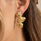 Three-leaf Flowers Glossy Waterdrop Stainless Steel Studs