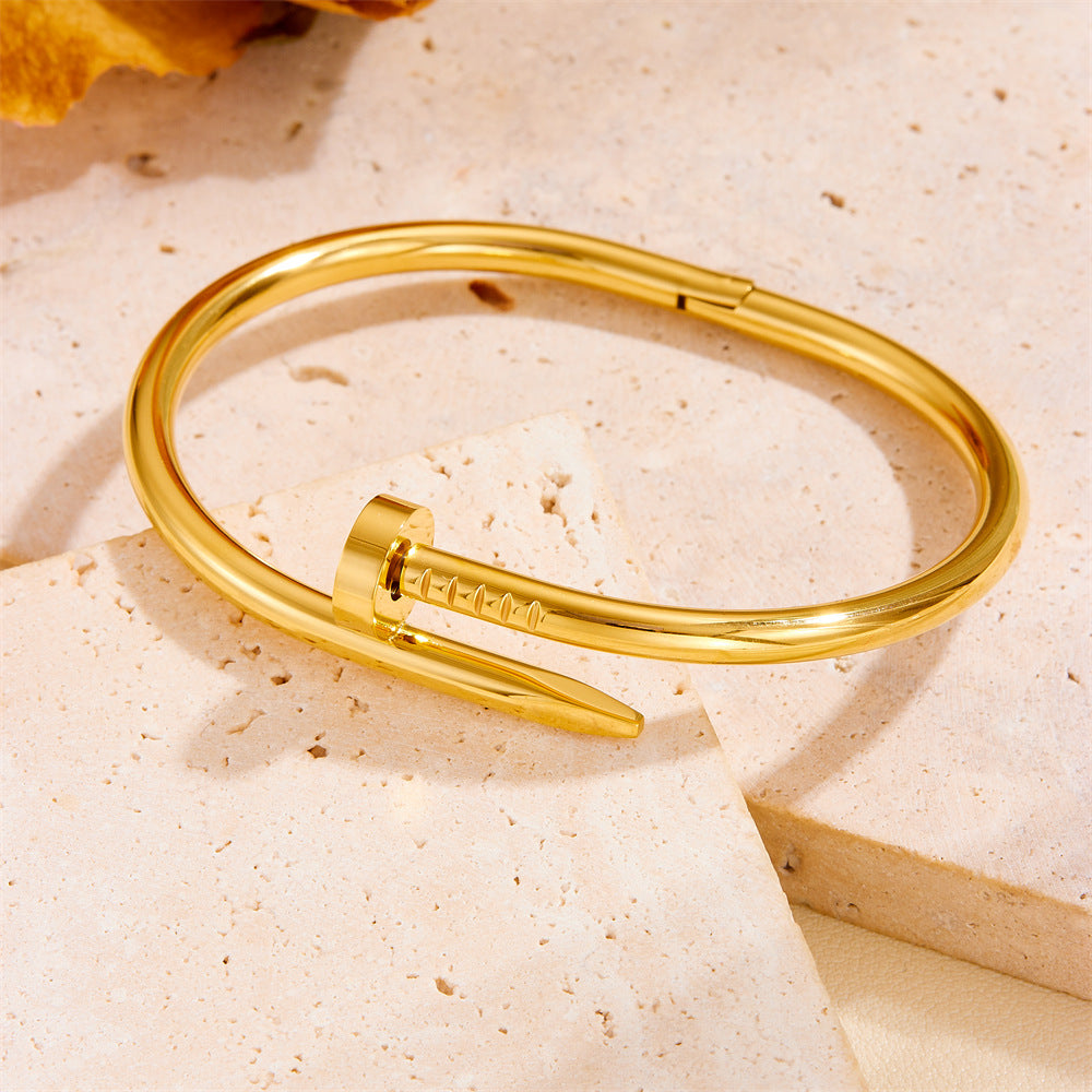 Gold Diamond-free Bracelet R404 Titanium Steel Nail Bracelet