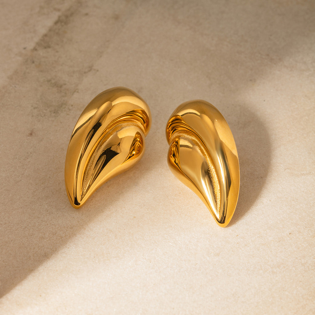 Fashion Gold Stainless Steel Stitched Love Earrings