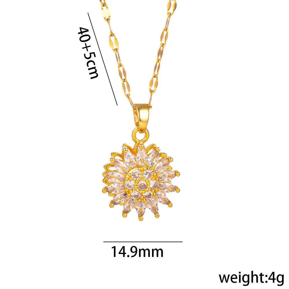 Fashion 61# Titanium Steel Key Necklace With Diamonds