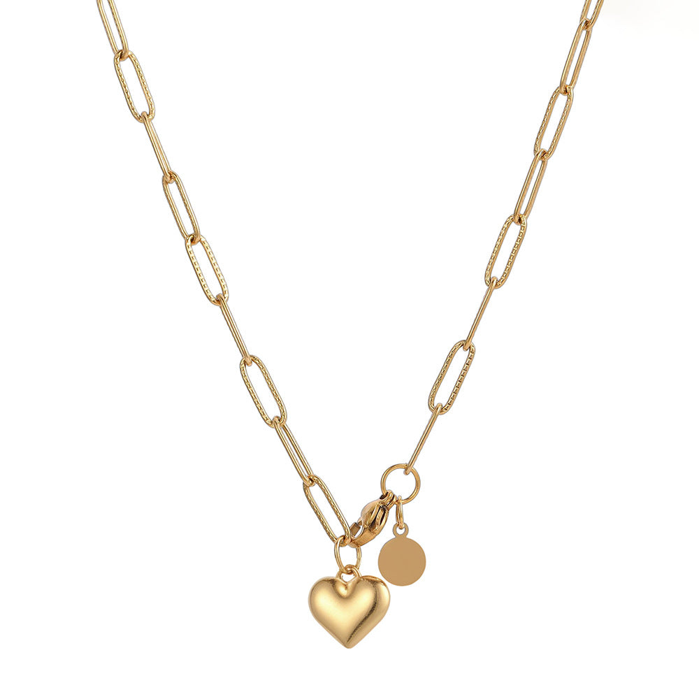 Silver Stainless Steel Heart Necklace And Bracelet Set