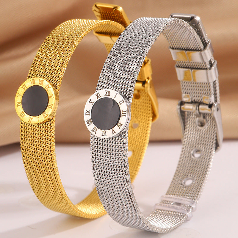 Silver Roman Shell Strap Stainless Steel Watch Straps And Bracelets