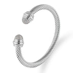 Fashion Style-10 Steel Colors Stainless Steel Diamond Threaded Open Bracelet