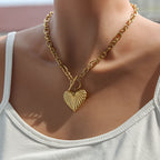 Ot Buckle Hollow Heart 304 Stainless Steel Ot Buckle Hollow Heart Necklace