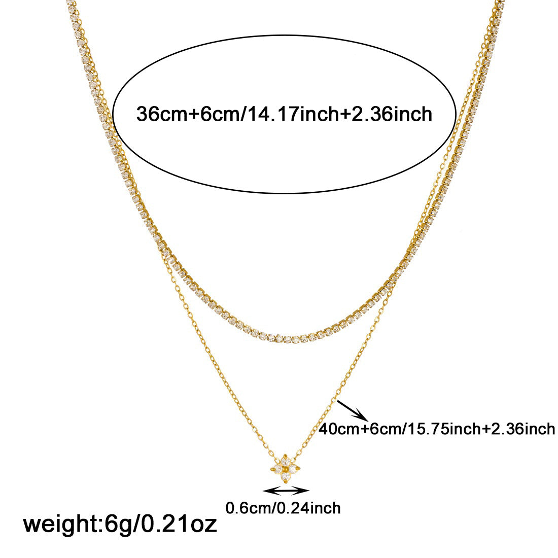 Gold Diamond-set Double-layer Stainless Steel Gold-plated Necklace