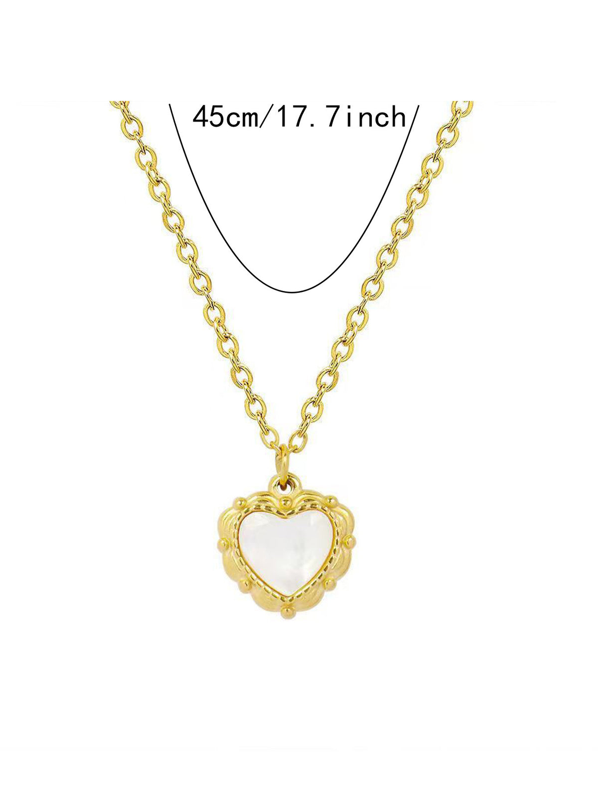 Gold Mother Of Pearl Heart Pendant Necklace Titanium Steel Minimalist Choker