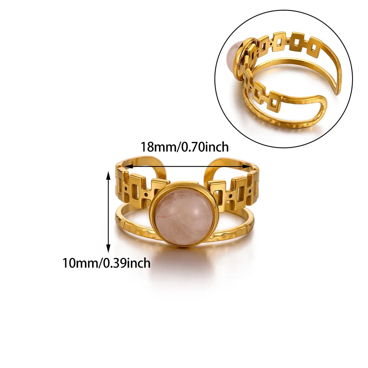 Ring #1 304 Stainless Steel Natural Stone Shaped Ring