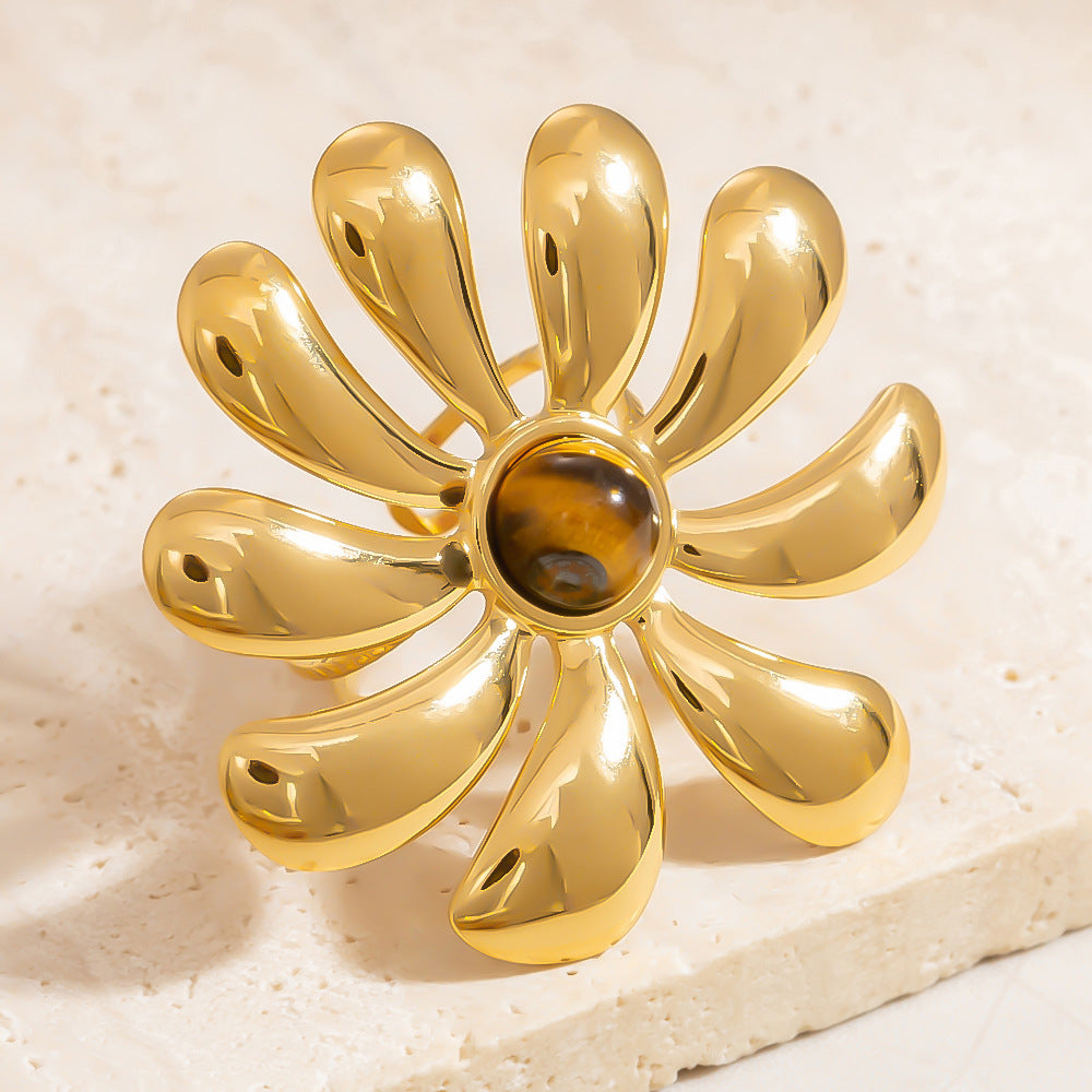 Ring1# Stainless Steel Flower Ring