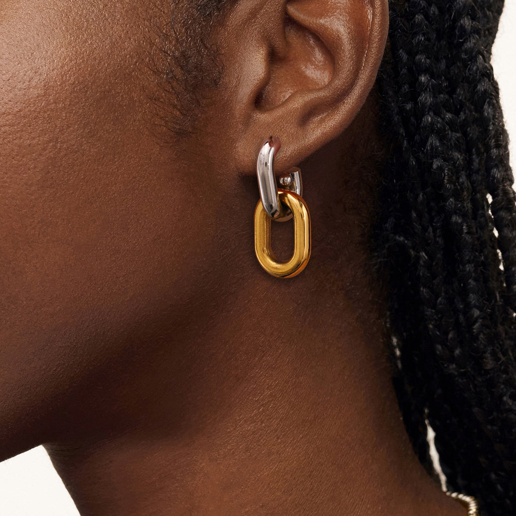 Earring #5 Stainless Steel Two-tone Irregular Shaped Earrings