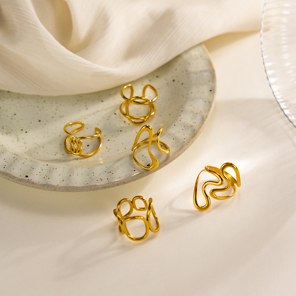 Ring1# Stainless Steel Irregular Line Ring