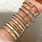 Bracelet 4# Titanium Steel Round Bracelet With Diamonds